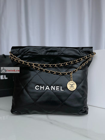 Chanel 22 Small Handbag Calfskin Leather Black AS3260 34.5×37×8cm