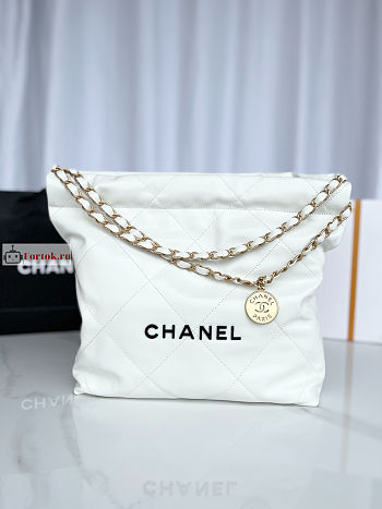 Chanel 22 Small Handbag Calfskin Leather White AS3260 34.5×37×8cm