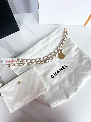 Chanel 22 Small Handbag Calfskin Leather White AS3260 34.5×37×8cm - 5