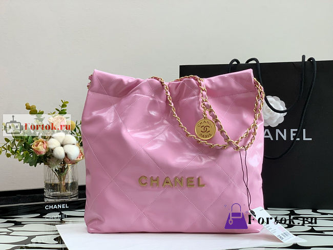 Chanel 22 Small Handbag Calfskin Leather Pink AS3260 34.5×37×8cm - 1