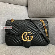 Gucci Medium GG Marmont Shoulder Bag Black 443496 30x8x20cm - 1