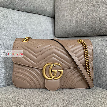 Gucci Medium GG Marmont Shoulder Bag Beige 443496 30x8x20cm