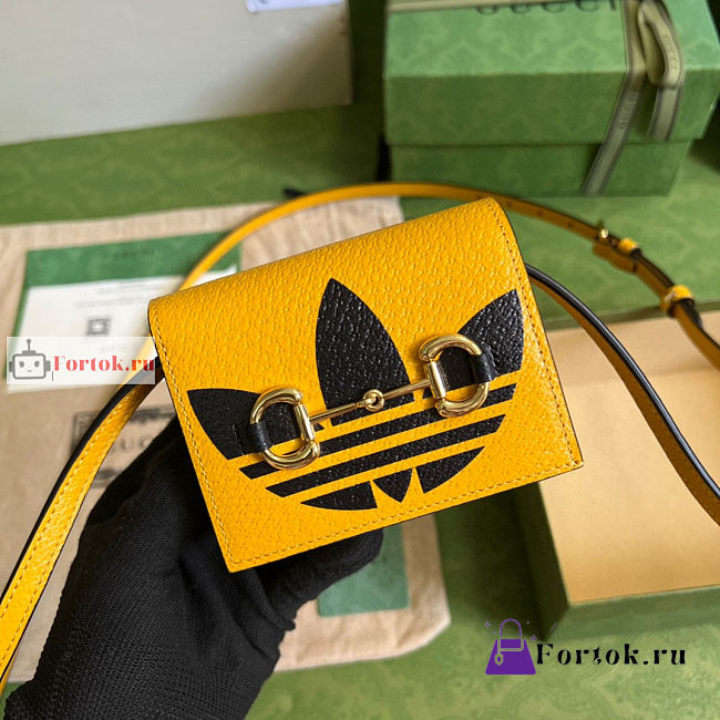 Gucci Horsebit Card Case Leather Yellow 702248 11x8.5x3cm - 1