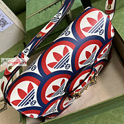 Gucci Horsebit 1955 Shoulder Bag Printed Leather Blue/Red 602204 25x18x8cm - 2