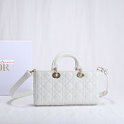 Dior Lady D-Joy Bag Cannage Lambskin Leather White M0540 26x13.5x5cm - 5
