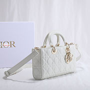 Dior Lady D-Joy Bag Cannage Lambskin Leather White M0540 26x13.5x5cm - 6