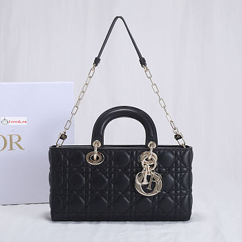 Dior Lady D-Joy Bag Cannage Lambskin Leather Black M0540 26x13.5x5cm