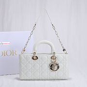 Dior Lady D-Joy Bag Cannage Lambskin Leather White M0540 26x13.5x5cm - 1