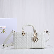 Dior Lady D-Joy Bag Cannage Lambskin Leather White M0540 26x13.5x5cm - 2