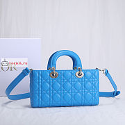 Dior Lady D-Joy Bag Cannage Lambskin Leather Bright Blue M0540 26x13.5x5cm - 5