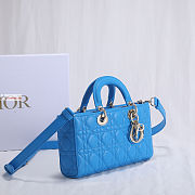 Dior Lady D-Joy Bag Cannage Lambskin Leather Bright Blue M0540 26x13.5x5cm - 4