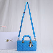 Dior Lady D-Joy Bag Cannage Lambskin Leather Bright Blue M0540 26x13.5x5cm - 2