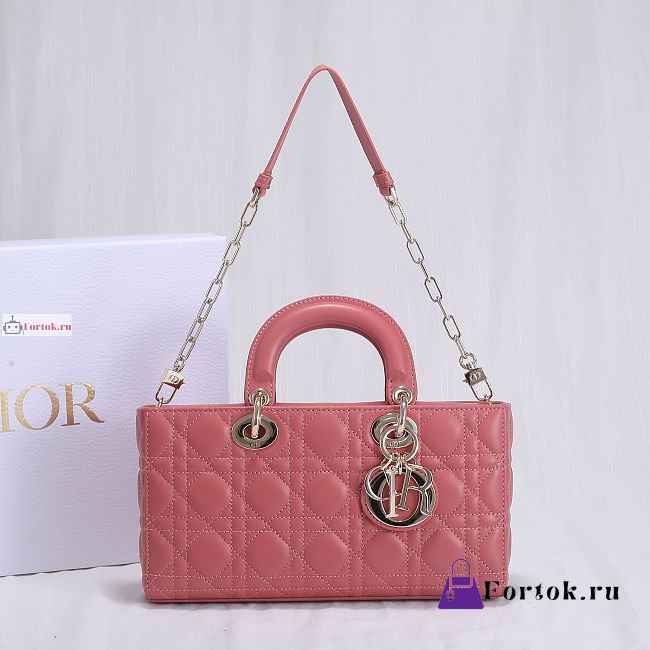 Dior Lady D-Joy Bag Cannage Lambskin Leather Dusty Pink M0540 26x13.5x5cm - 1