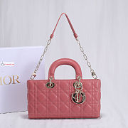 Dior Lady D-Joy Bag Cannage Lambskin Leather Dusty Pink M0540 26x13.5x5cm - 1