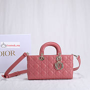 Dior Lady D-Joy Bag Cannage Lambskin Leather Dusty Pink M0540 26x13.5x5cm - 5