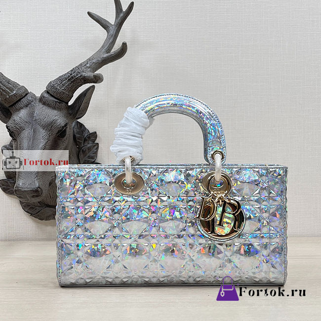 Dior Lady D-Joy Bag Cannage Silver-tone M0540 26x13.5x5cm - 1