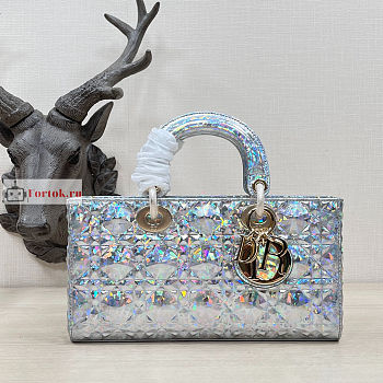 Dior Lady D-Joy Bag Cannage Silver-tone M0540 26x13.5x5cm