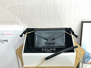 Celine Wallet On Chain Triomphe In Shiny Leather Black 10J733 19x11x4cm  - 1