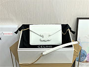 Celine Wallet On Chain Triomphe In Shiny Leather White 10J733 19x11x4cm  - 1