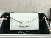 Celine Wallet On Chain Triomphe In Shiny Leather White 10J733 19x11x4cm 