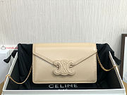 Celine Wallet On Chain Triomphe In Shiny Leather Light Beige 10J733 19x11x4cm  - 6