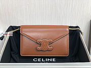 Celine Wallet On Chain Triomphe In Shiny Leather Tan 10J733 19x11x4cm  - 2