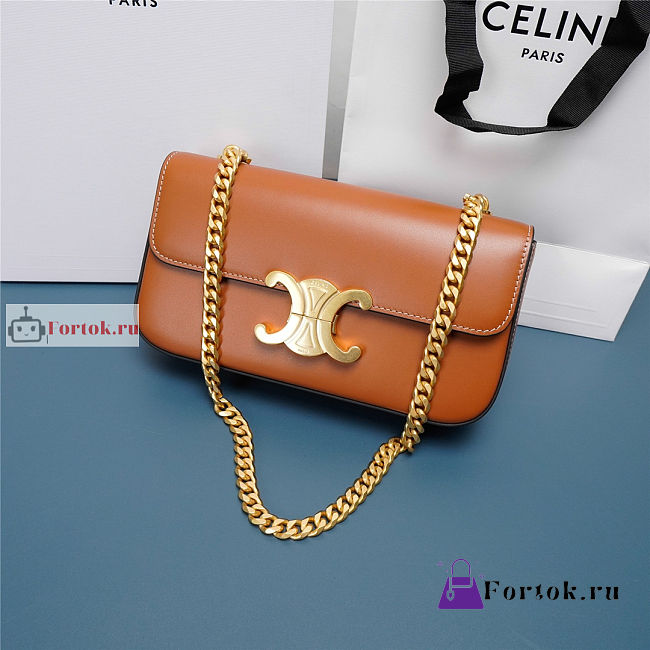 Celine Chain Shoulder Bag In Leather Tan 197992 20.5x10.5x4cm - 1