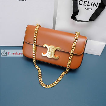 Celine Chain Shoulder Bag In Leather Tan 197992 20.5x10.5x4cm