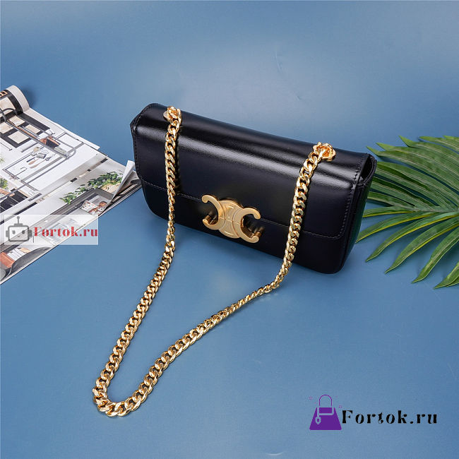 Celine Chain Shoulder Bag In Leather Black 197992 20.5x10.5x4cm - 1