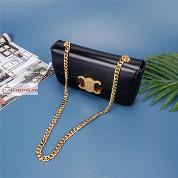 Celine Chain Shoulder Bag In Leather Black 197992 20.5x10.5x4cm