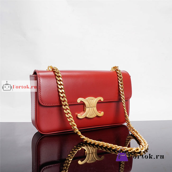 Celine Chain Shoulder Bag In Leather Red 197992 20.5x10.5x4cm - 1