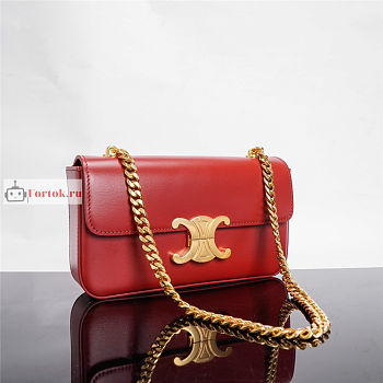 Celine Chain Shoulder Bag In Leather Red 197992 20.5x10.5x4cm