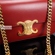 Celine Chain Shoulder Bag In Leather Red 197992 20.5x10.5x4cm - 6