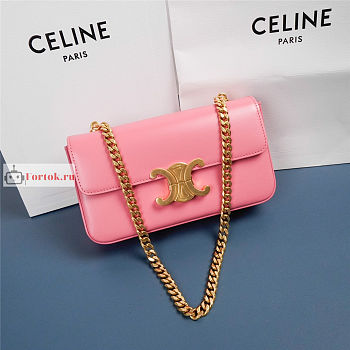 Celine Chain Shoulder Bag In Leather Pink 197992 20.5x10.5x4cm