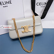 Celine Chain Shoulder Bag In Leather Pale Grey 197992 20.5x10.5x4cm - 1