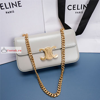 Celine Chain Shoulder Bag In Leather Pale Grey 197992 20.5x10.5x4cm