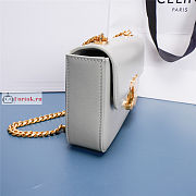 Celine Chain Shoulder Bag In Leather Pale Grey 197992 20.5x10.5x4cm - 4