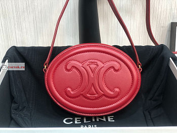 Celine Oval Bag Cuir Triomphe In Smooth Leather Red 198603 20x15x6cm