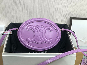 Celine Oval Bag Cuir Triomphe In Smooth Leather Purple 198603 20x15x6cm