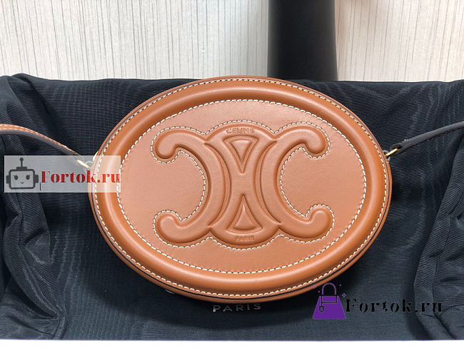 Celine Oval Bag Cuir Triomphe In Smooth Leather Tan 198603 20x15x6cm - 1