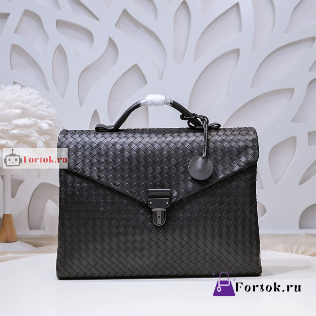 Bottega Veneta Intrecciato Woven Calf Briefcase Black 39x29x10cm - 1
