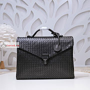 Bottega Veneta Intrecciato Woven Calf Briefcase Black 39x29x10cm - 1