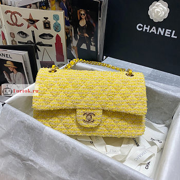 Chanel Classic Bag In Tweed Yellow A01112 25x7x16cm