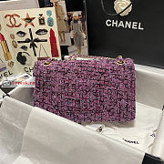 Chanel Classic Bag In Tweed Purple A01112 25x7x16cm - 5