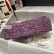 Chanel Classic Bag In Tweed Purple A01112 25x7x16cm - 3