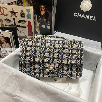 Chanel Classic Bag In Tweed White A01112 25x7x16cm