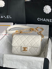 Chanel Small Flap Bag Gold Coin In Grained Leather White AS3369 21x14.5x6cm - 1