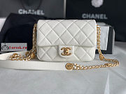 Chanel Small Flap Bag Gold Coin In Grained Leather White AS3369 21x14.5x6cm - 2