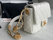 Chanel Small Flap Bag Gold Coin In Grained Leather White AS3369 21x14.5x6cm - 3