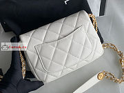 Chanel Small Flap Bag Gold Coin In Grained Leather White AS3369 21x14.5x6cm - 5